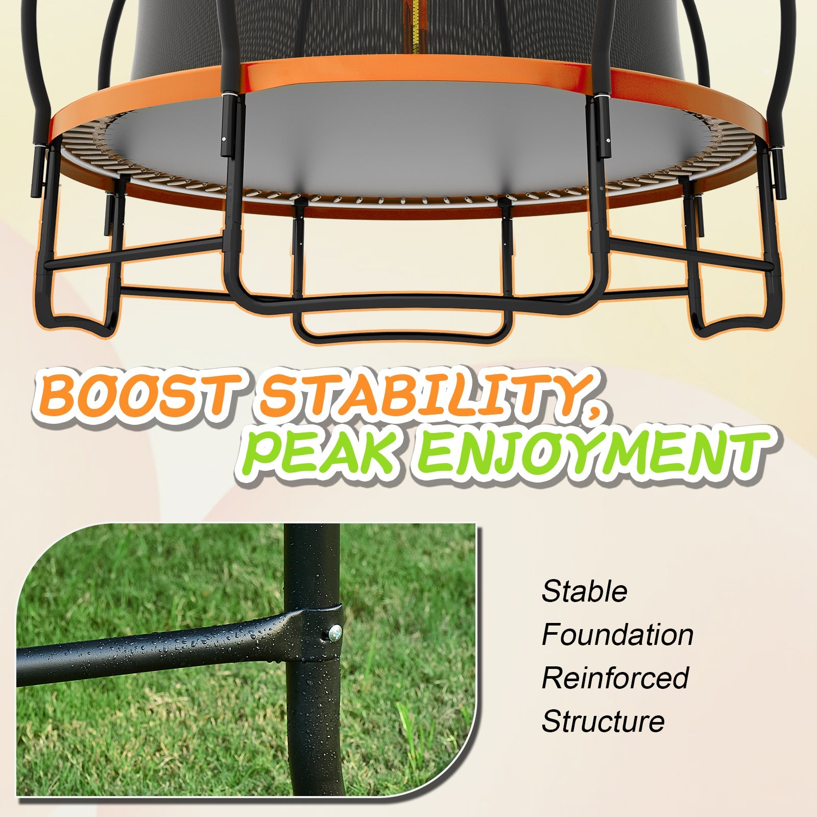 CalmMax 12FT Trampoline with Cover Recreational Trampolines with Ladder - ASTM Approval- Outdoor Trampoline for Kid Adults Orange