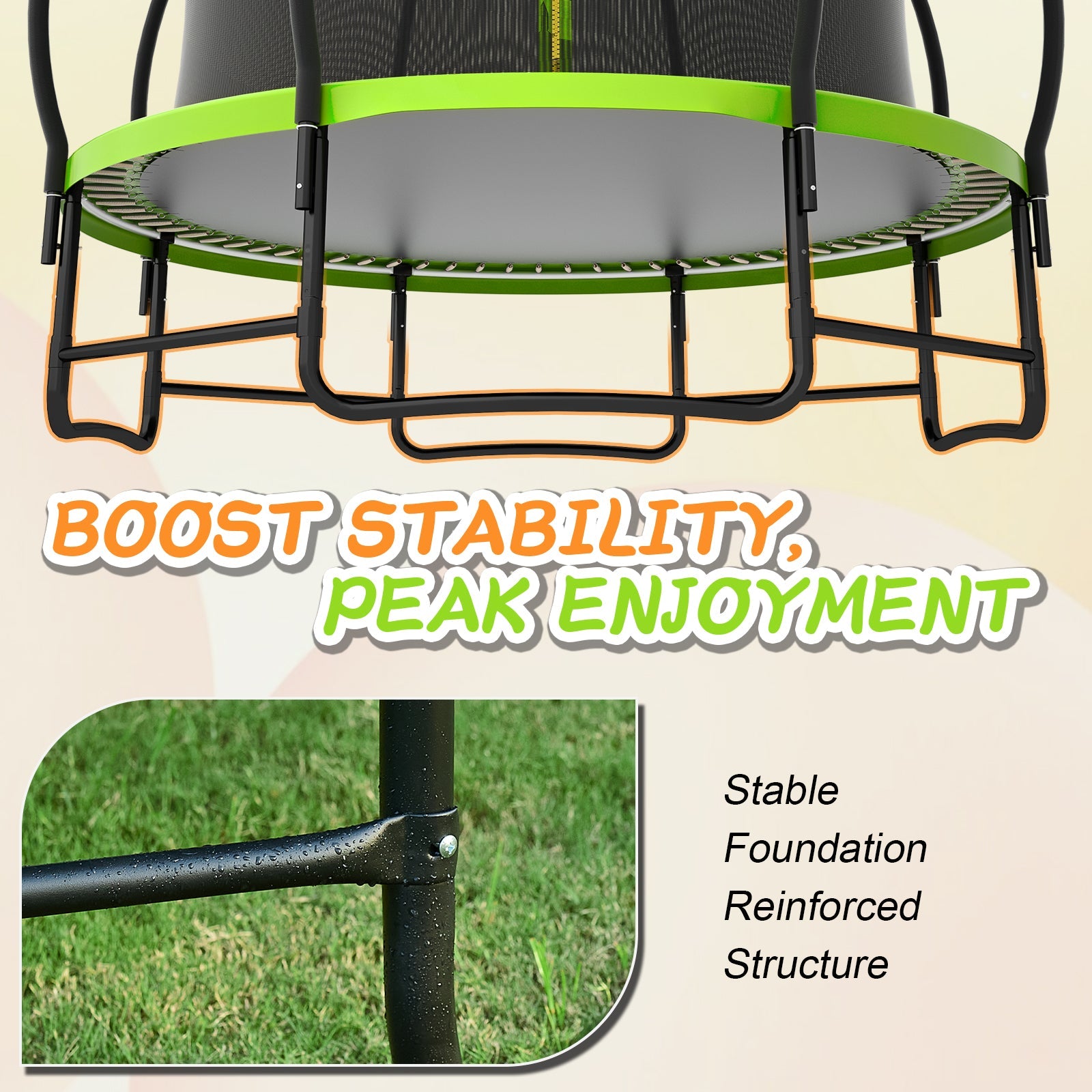 CalmMax 12FT Trampoline with Cover Recreational Trampolines with Ladder - ASTM Approval- Outdoor Trampoline for Kid Adults Green