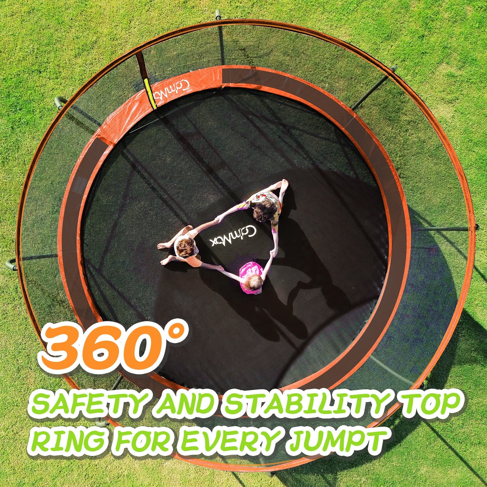 CalmMax 12FT Trampoline with Cover Recreational Trampolines with Ladder - ASTM Approval- Outdoor Trampoline for Kid Adults Orange