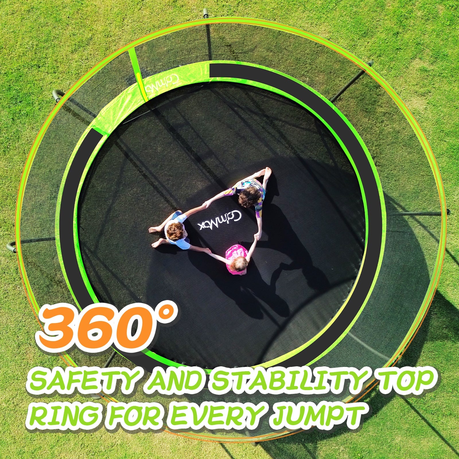 CalmMax 12FT Trampoline with Cover Recreational Trampolines with Ladder - ASTM Approval- Outdoor Trampoline for Kid Adults Green