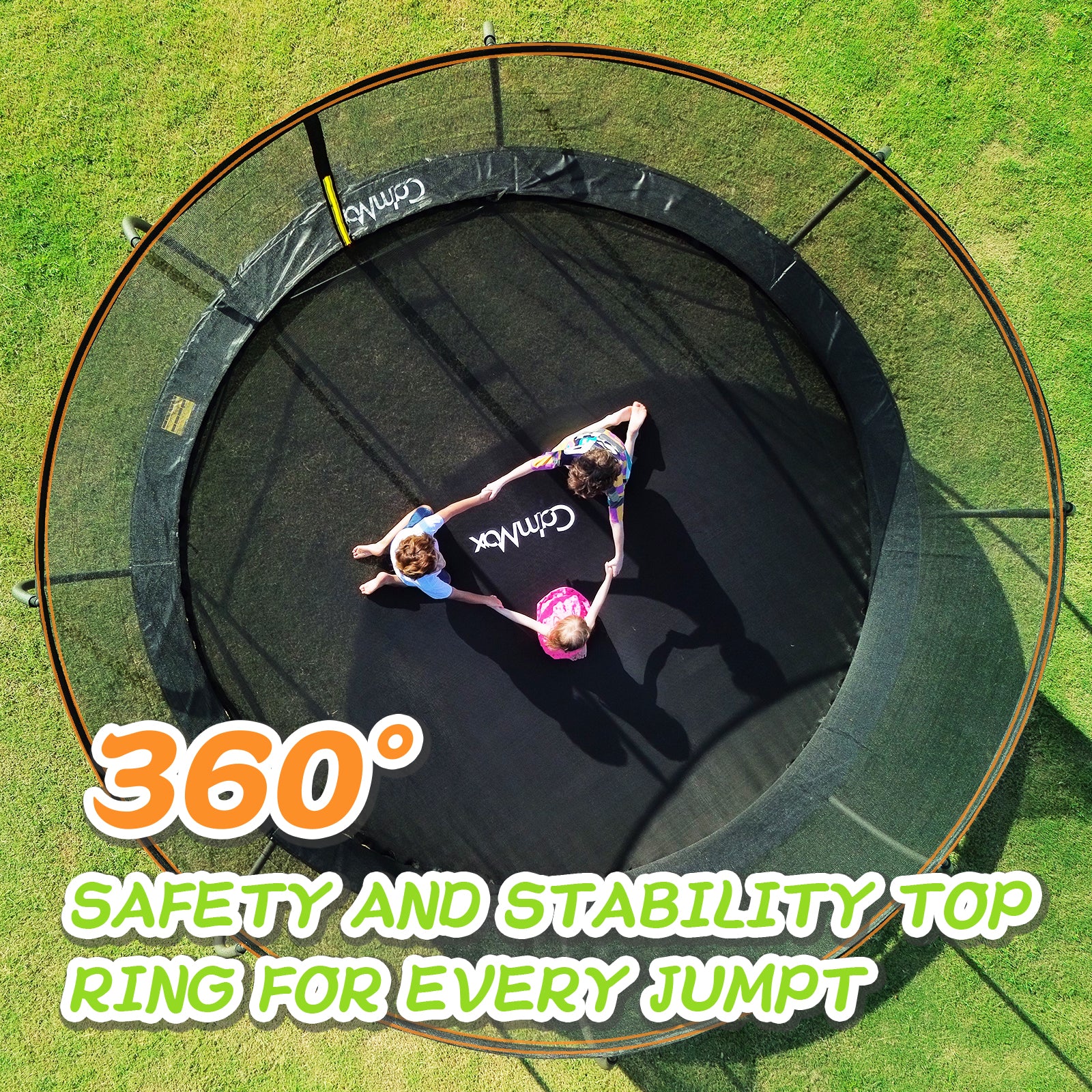 CalmMax 12FT Trampoline with Enclosure Recreational Trampolines with Ladder - ASTM Approval- Outdoor Trampoline for Kid Adults
