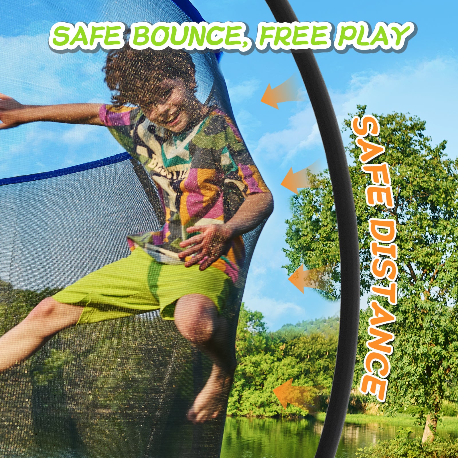 CalmMax 14FT Trampoline with Enclosure Recreational Trampolines with Ladder - ASTM Approval- Outdoor Trampoline for Kid Adults