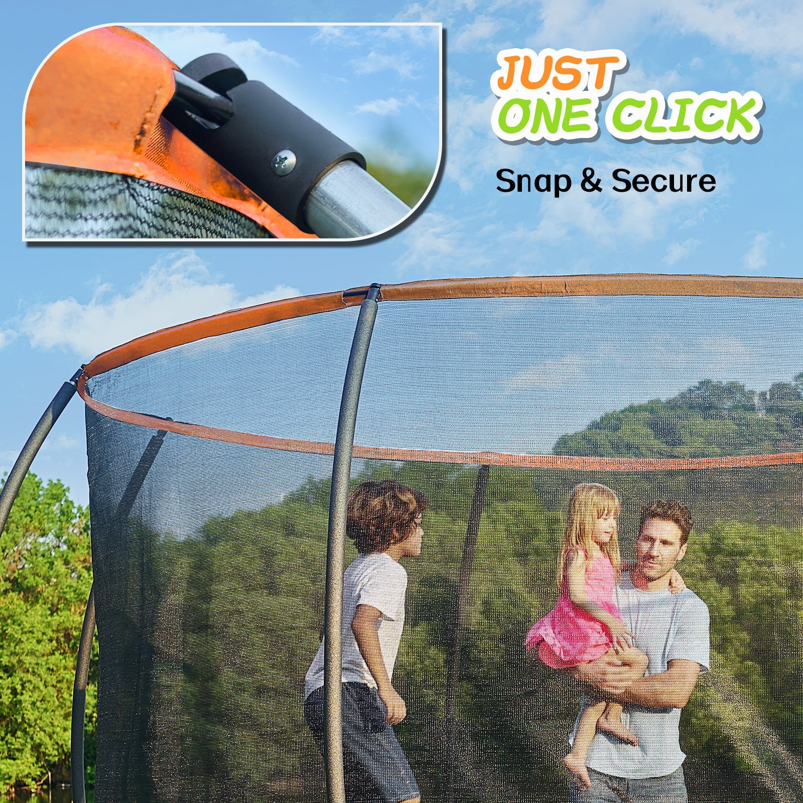 CalmMax 12FT Trampoline with Cover Recreational Trampolines with Ladder - ASTM Approval- Outdoor Trampoline for Kid Adults Orange