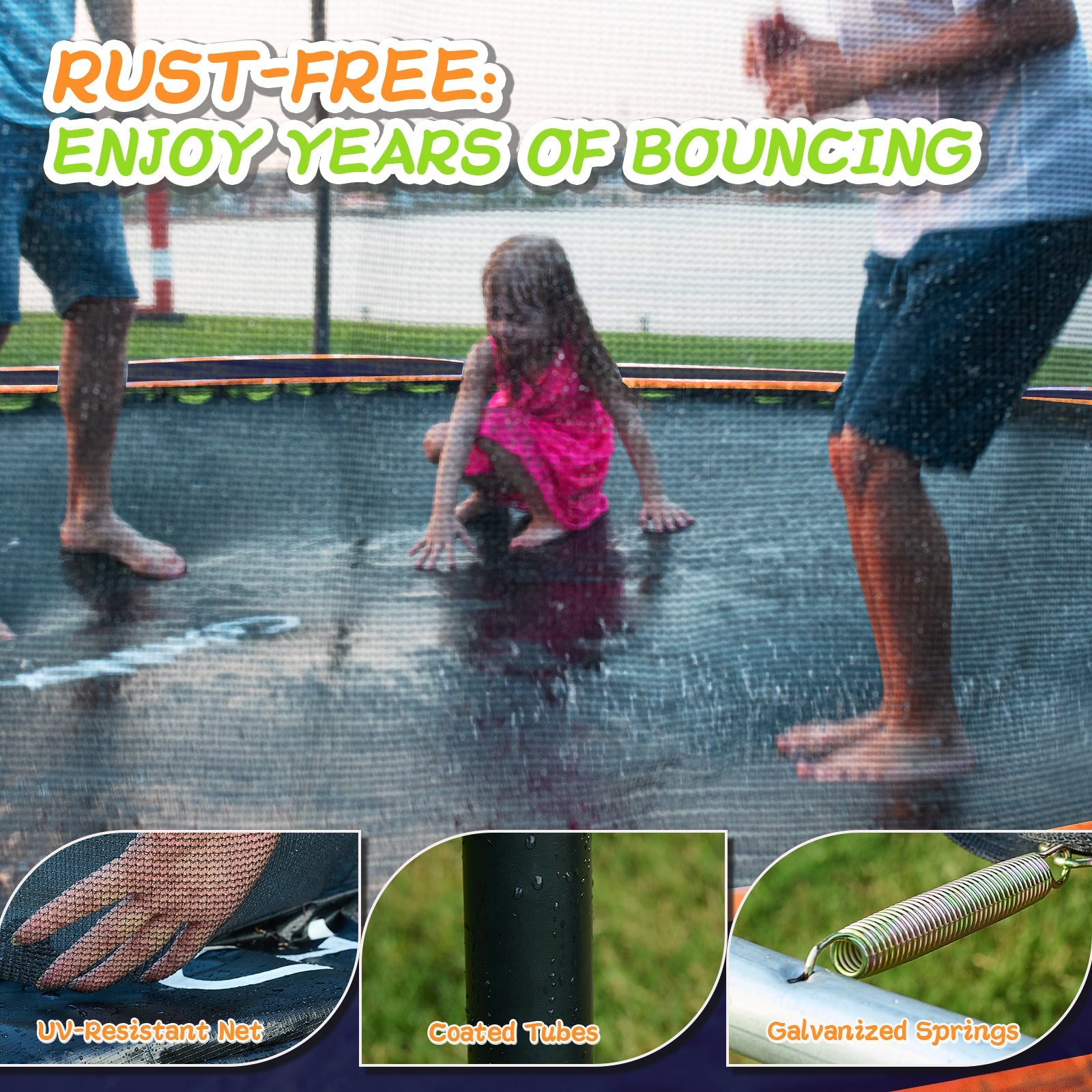 CalmMax 12FT Trampoline with Cover Recreational Trampolines with Ladder - ASTM Approval- Outdoor Trampoline for Kid Adults Orange