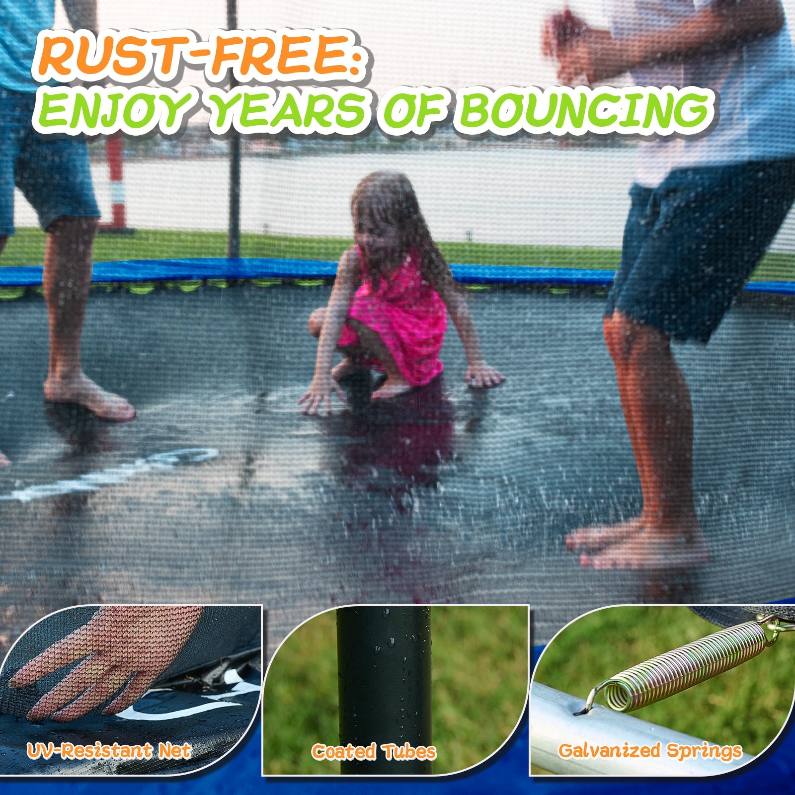 CalmMax 12FT Trampoline with Enclosure Recreational Trampolines with Ladder - ASTM Approval- Outdoor Trampoline for Kid Adults Blue