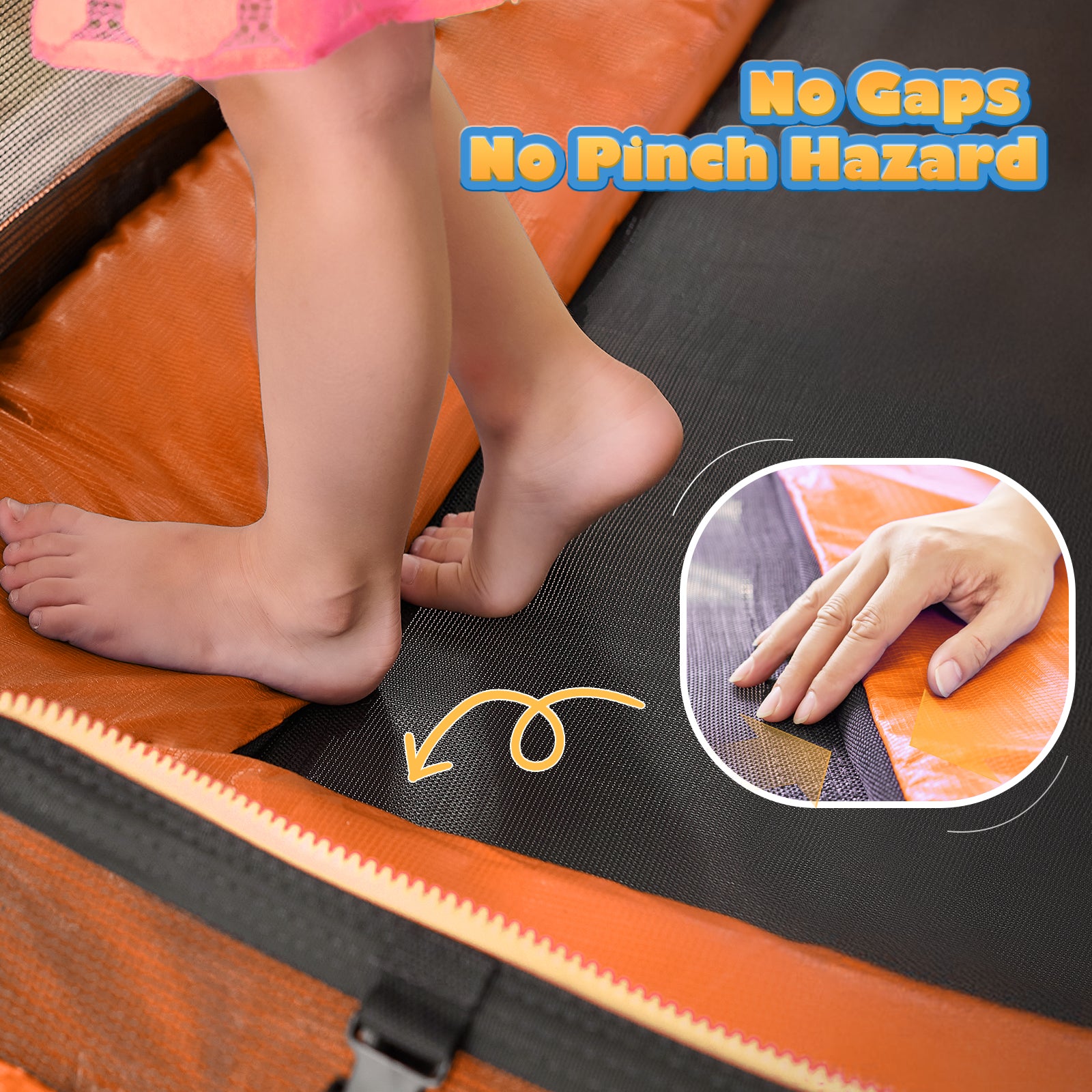 CalmMax 6FT Kids Trampoline with Horizontal Bar and Swing, Rectangle Toddler Trampoline with Enclosure Safety Net, ASTM Approved- Outdoor/Indoor Trampoline for Kids, Toddlers & Baby Orange