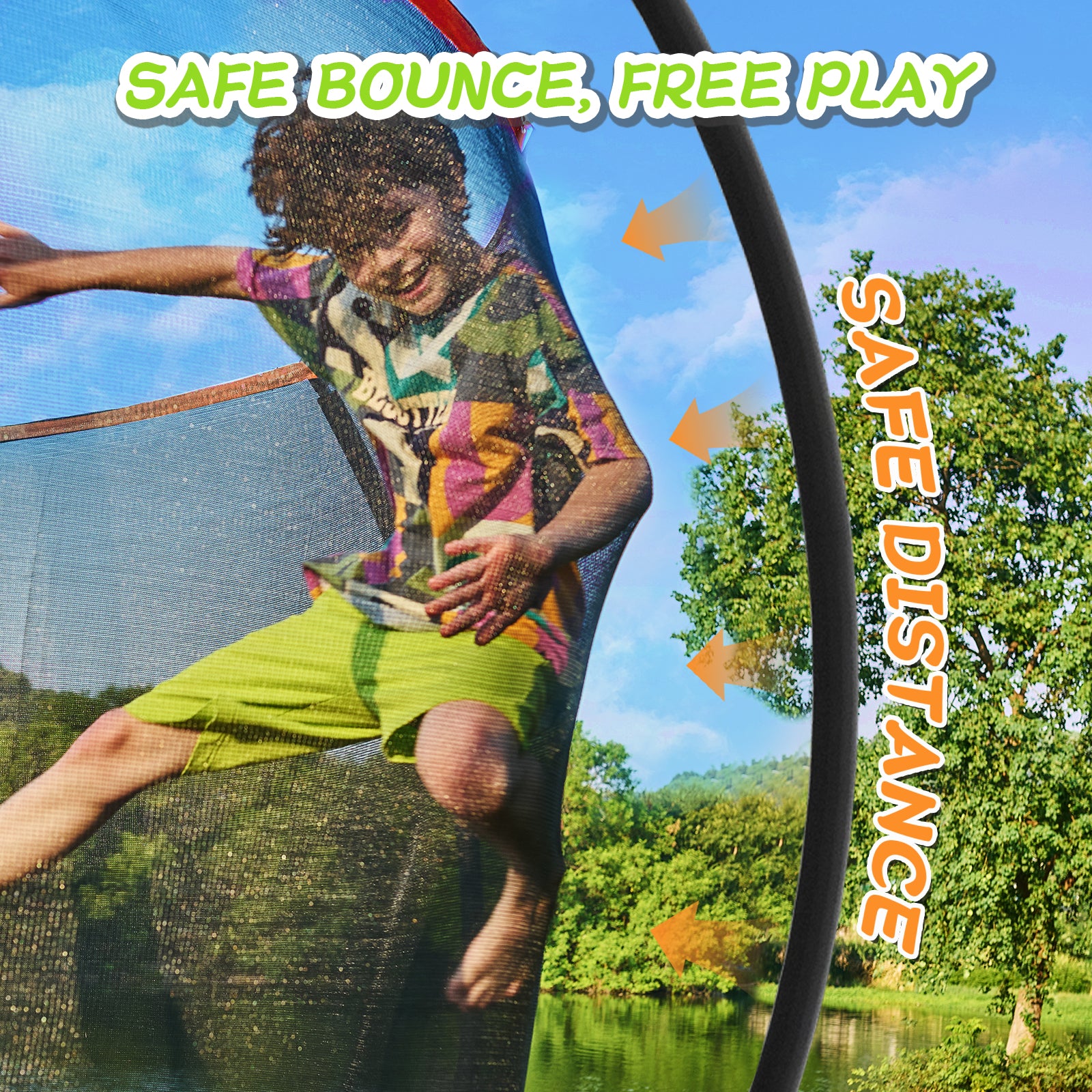 CalmMax 12FT Trampoline with Enclosure Recreational Trampolines with Ladder - ASTM Approval- Outdoor Trampoline for Kid Adults