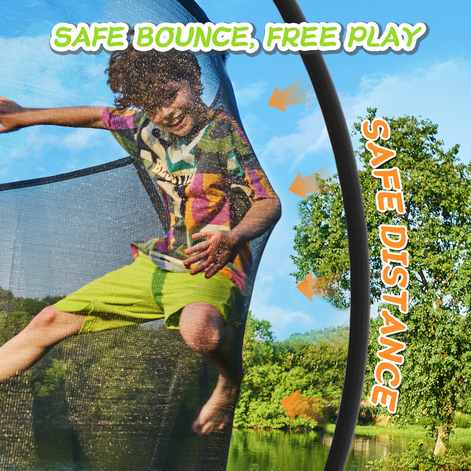 CalmMax 12FT Trampoline with Enclosure Recreational Trampolines with Ladder - ASTM Approval- Outdoor Trampoline for Kid Adults