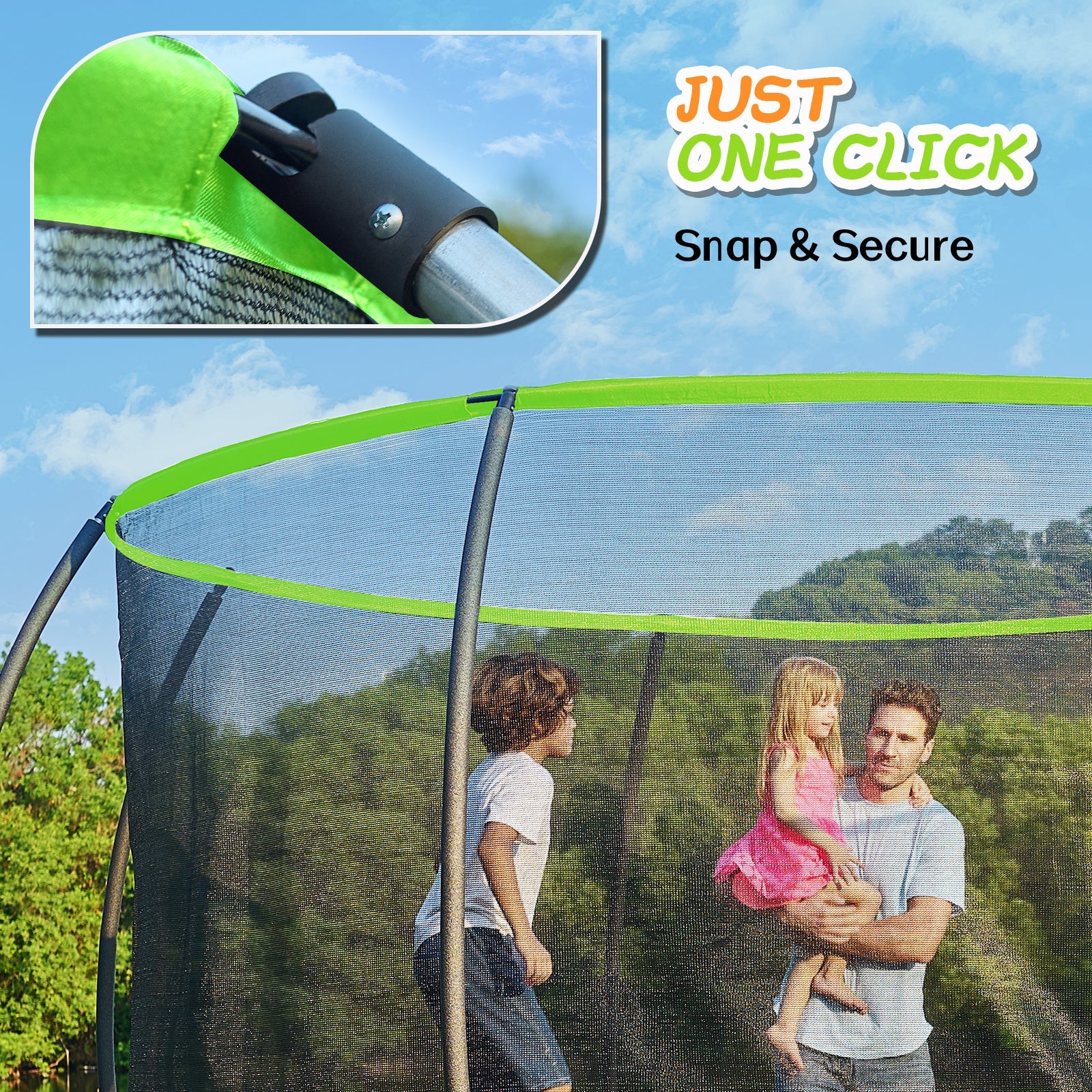 CalmMax 12FT Trampoline with Cover Recreational Trampolines with Ladder - ASTM Approval- Outdoor Trampoline for Kid Adults Green