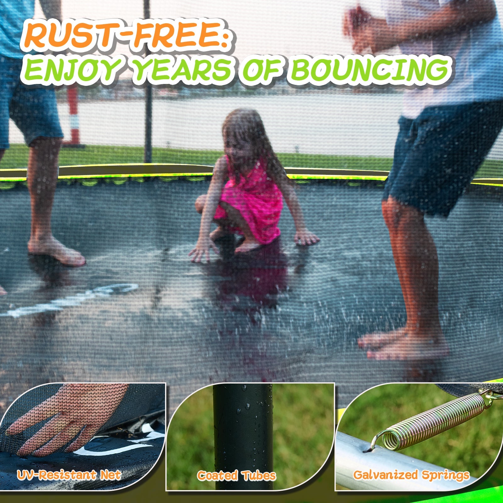 CalmMax 12FT Trampoline with Cover Recreational Trampolines with Ladder - ASTM Approval- Outdoor Trampoline for Kid Adults Green