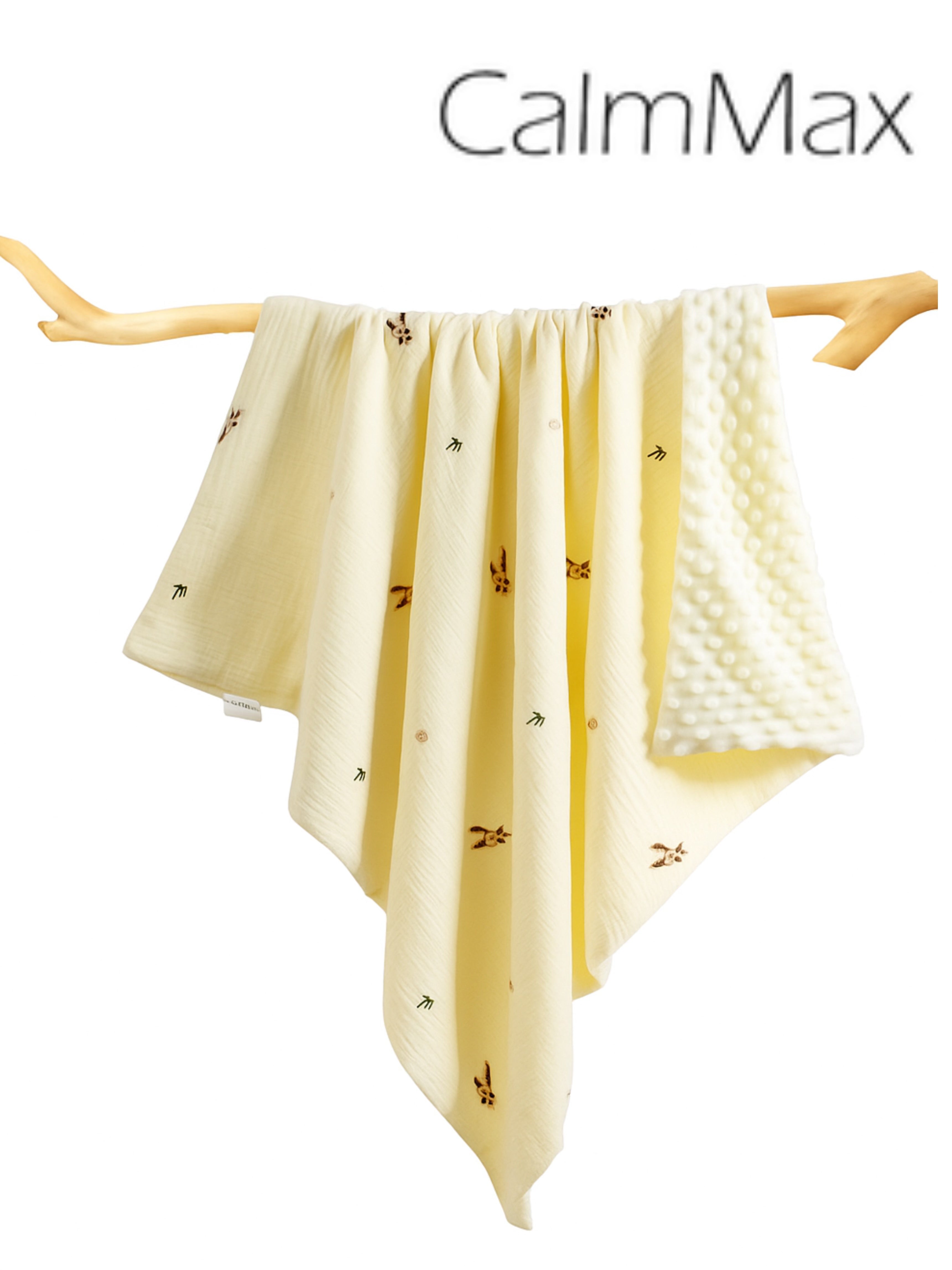CalmMax Blanket – Soft Double-Layer Muslin Security Blanket with Minky Dot Backing, Lightweight and Breathable Swaddle Blanket